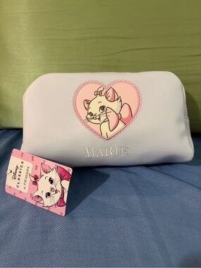 Disney Marie White Pink Heart Cosmetic Pouch